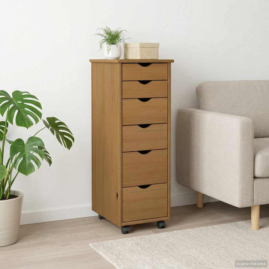 vidaXL Κινητό Ντουλάπι 34 x 39 x 93,5 εκ Στερεό ξύλο πεύκου Μέλι Καφέ