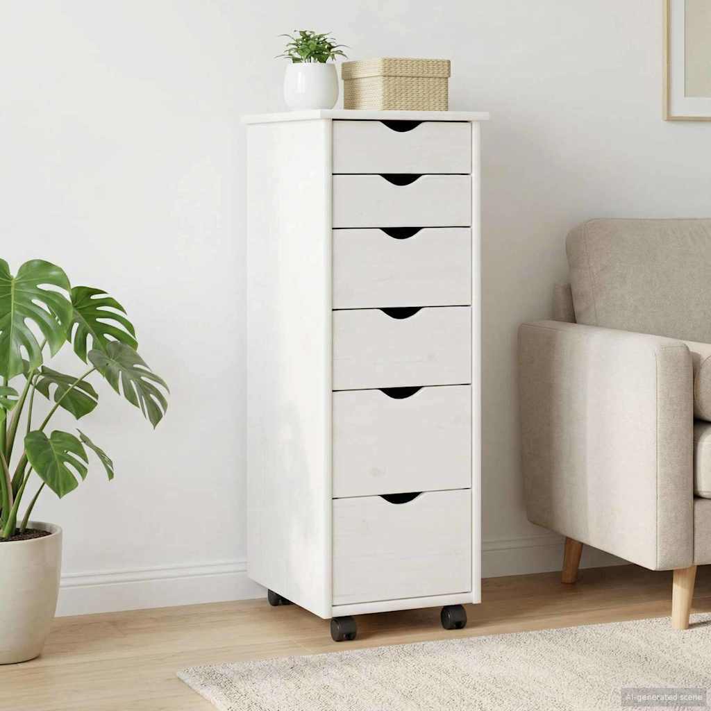 vidaXL Κινητό Ντουλάπι 34 x 39 x 93,5 εκ Στερεό ξύλο πεύκου Λευκό