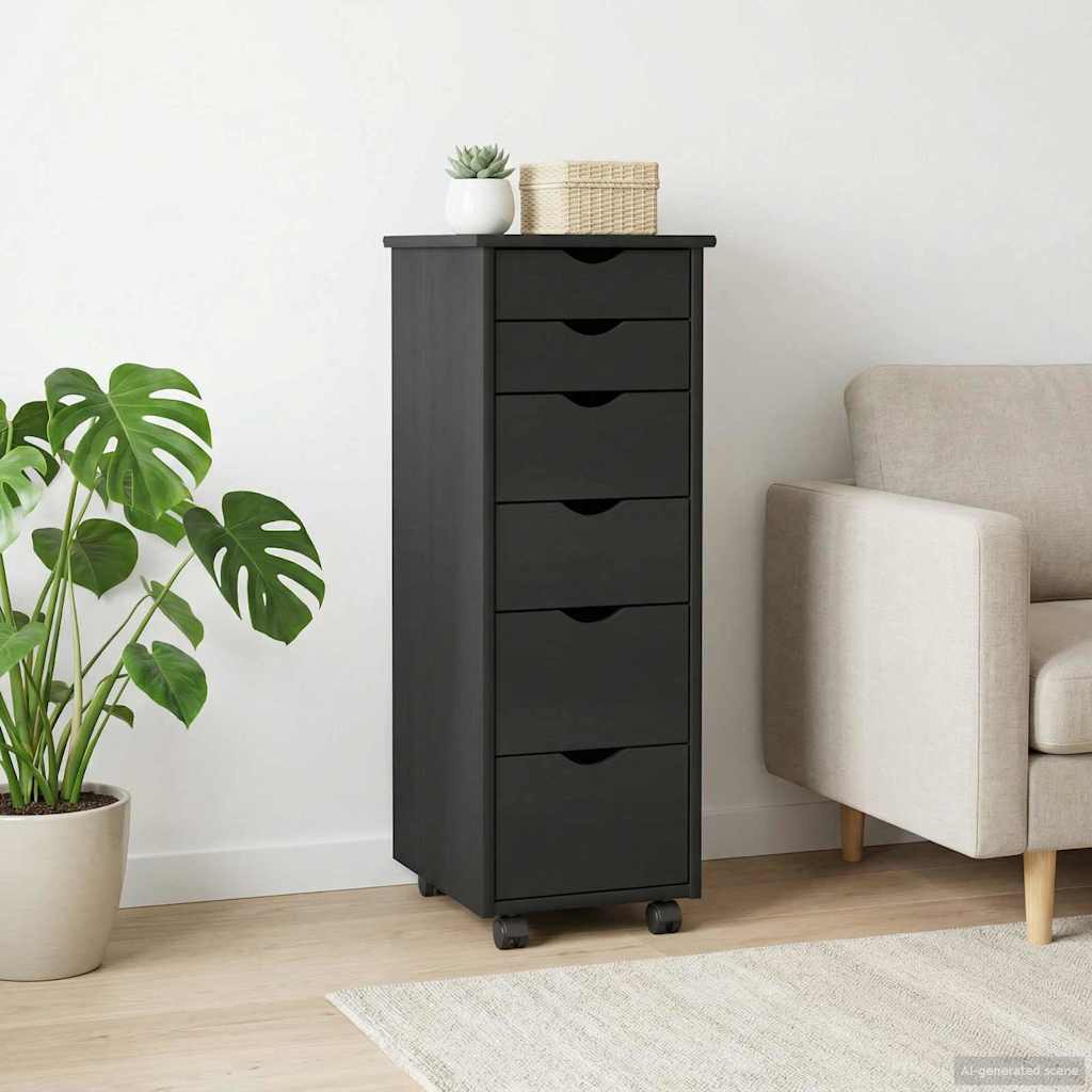 vidaXL Κινητό Ντουλάπι 34 x 39 x 93,5 εκ Στερεό ξύλο πεύκου Μαύρο
