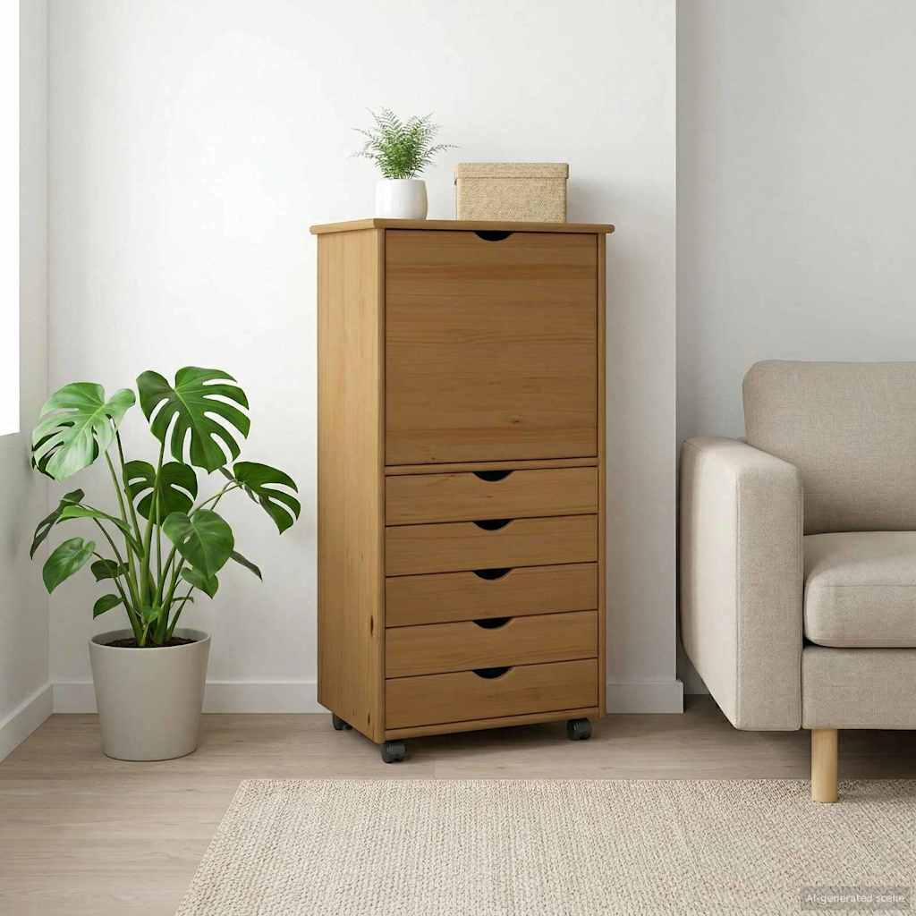 vidaXL Κινητό Ντουλάπι 53 x 39 x 103 cm Στερεό ξύλο πεύκου Μέλι Καφέ