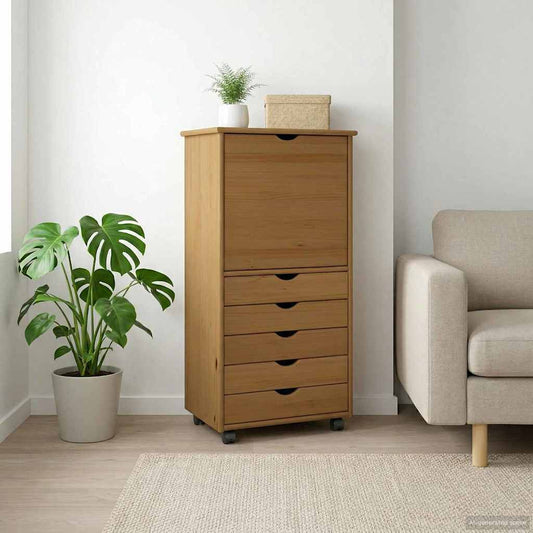 vidaXL Κινητό Ντουλάπι 53 x 39 x 103 cm Στερεό ξύλο πεύκου Μέλι Καφέ