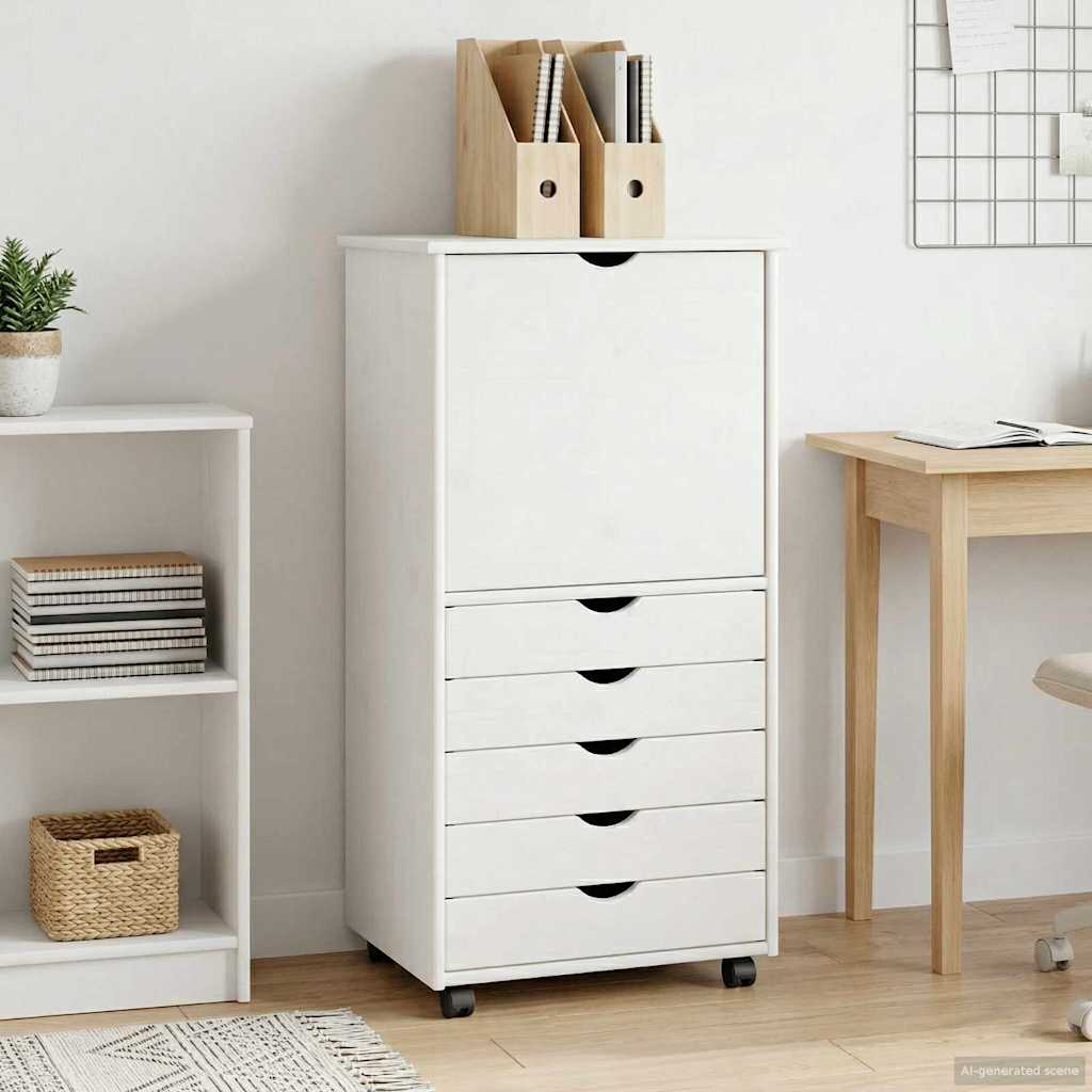 vidaXL Κινητό Ντουλάπι 53 x 39 x 103 cm Στερεό ξύλο πεύκου Λευκό