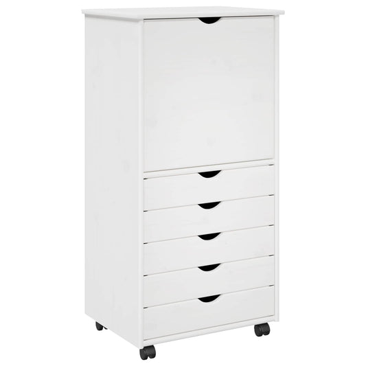 vidaXL Κινητό Ντουλάπι 53 x 39 x 103 cm Στερεό ξύλο πεύκου Λευκό