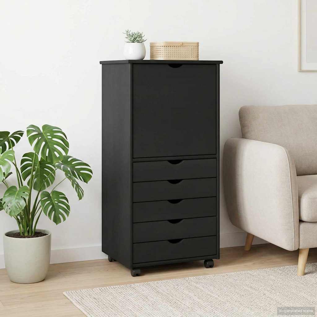 vidaXL Κινητό Ντουλάπι 53 x 39 x 103 cm Στερεό ξύλο πεύκου Γκρι