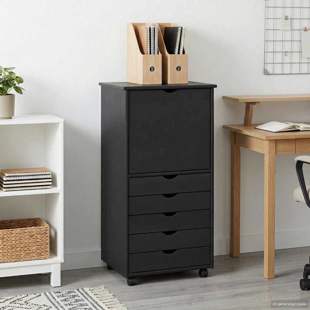 vidaXL Κινητό Ντουλάπι 53 x 39 x 103 cm Στερεό ξύλο πεύκου Γκρι