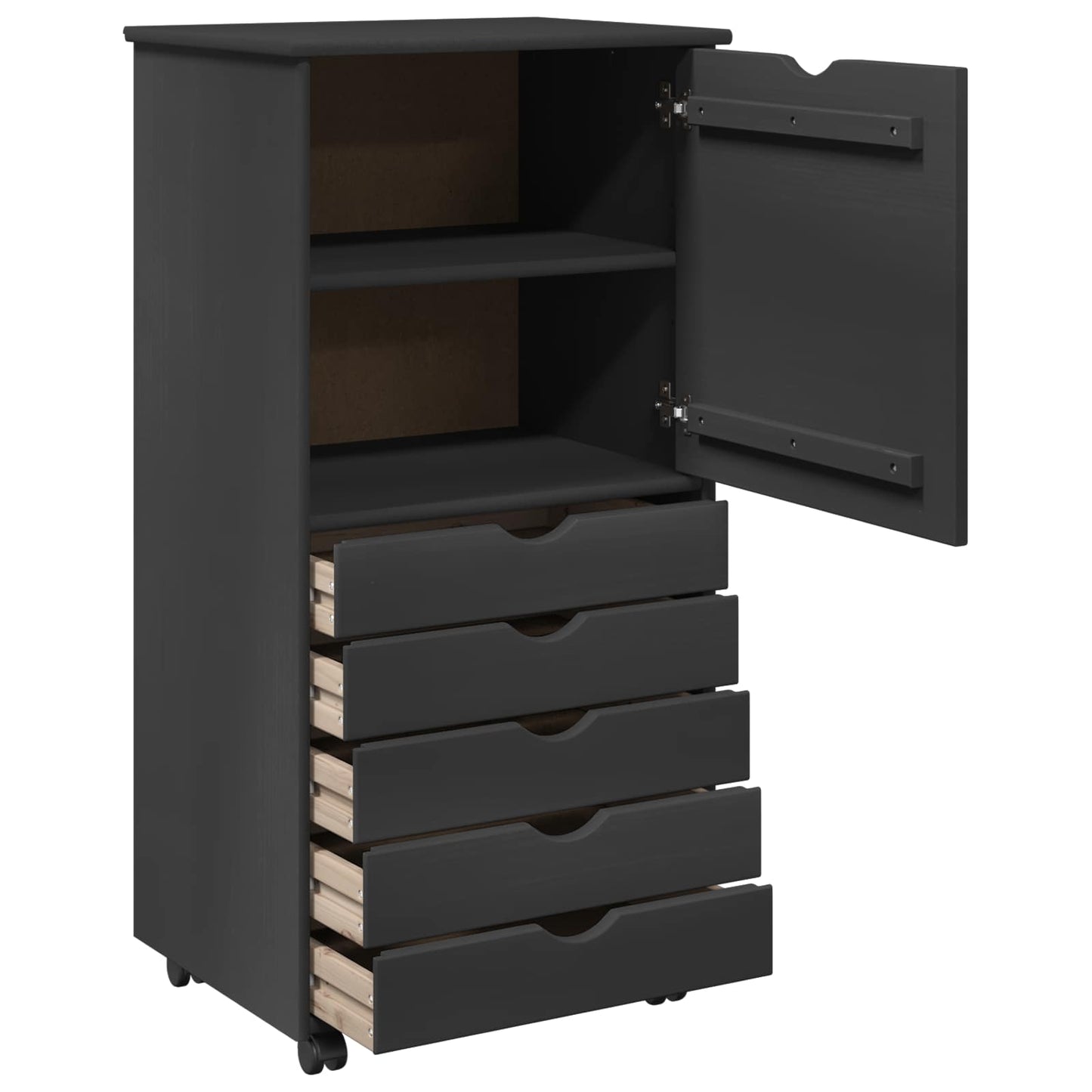 vidaXL Κινητό Ντουλάπι 53 x 39 x 103 cm Στερεό ξύλο πεύκου Γκρι