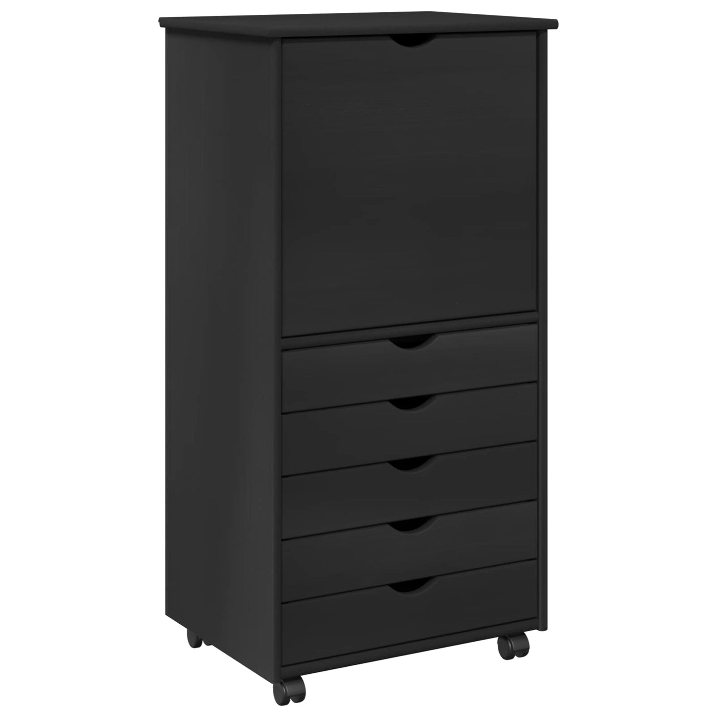 vidaXL Κινητό Ντουλάπι 53 x 39 x 103 cm Στερεό ξύλο πεύκου Μαύρο