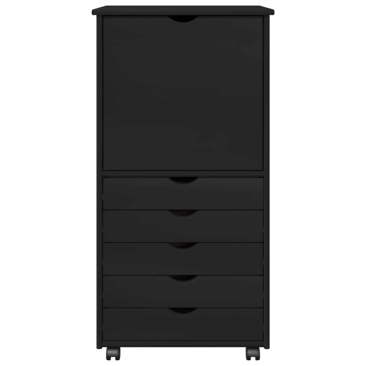 vidaXL Κινητό Ντουλάπι 53 x 39 x 103 cm Στερεό ξύλο πεύκου Μαύρο