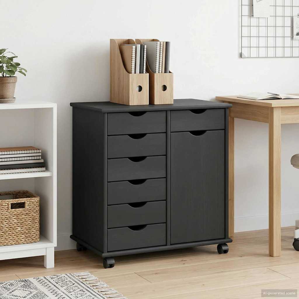 vidaXL Κινητό Ντουλάπι 63,5 x 39 x 65,5 εκ Στερεό ξύλο πεύκου Γκρι