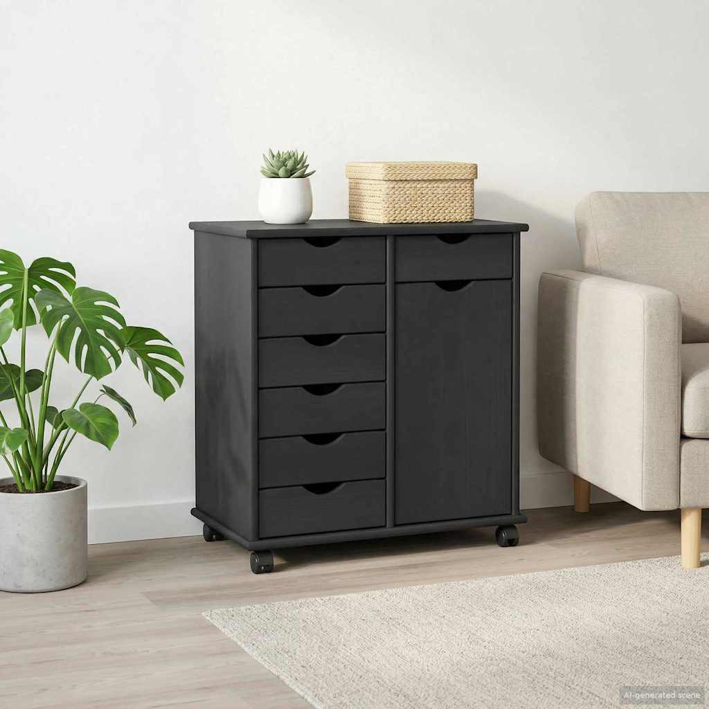 vidaXL Κινητό Ντουλάπι 63,5 x 39 x 65,5 εκ Στερεό ξύλο πεύκου Γκρι