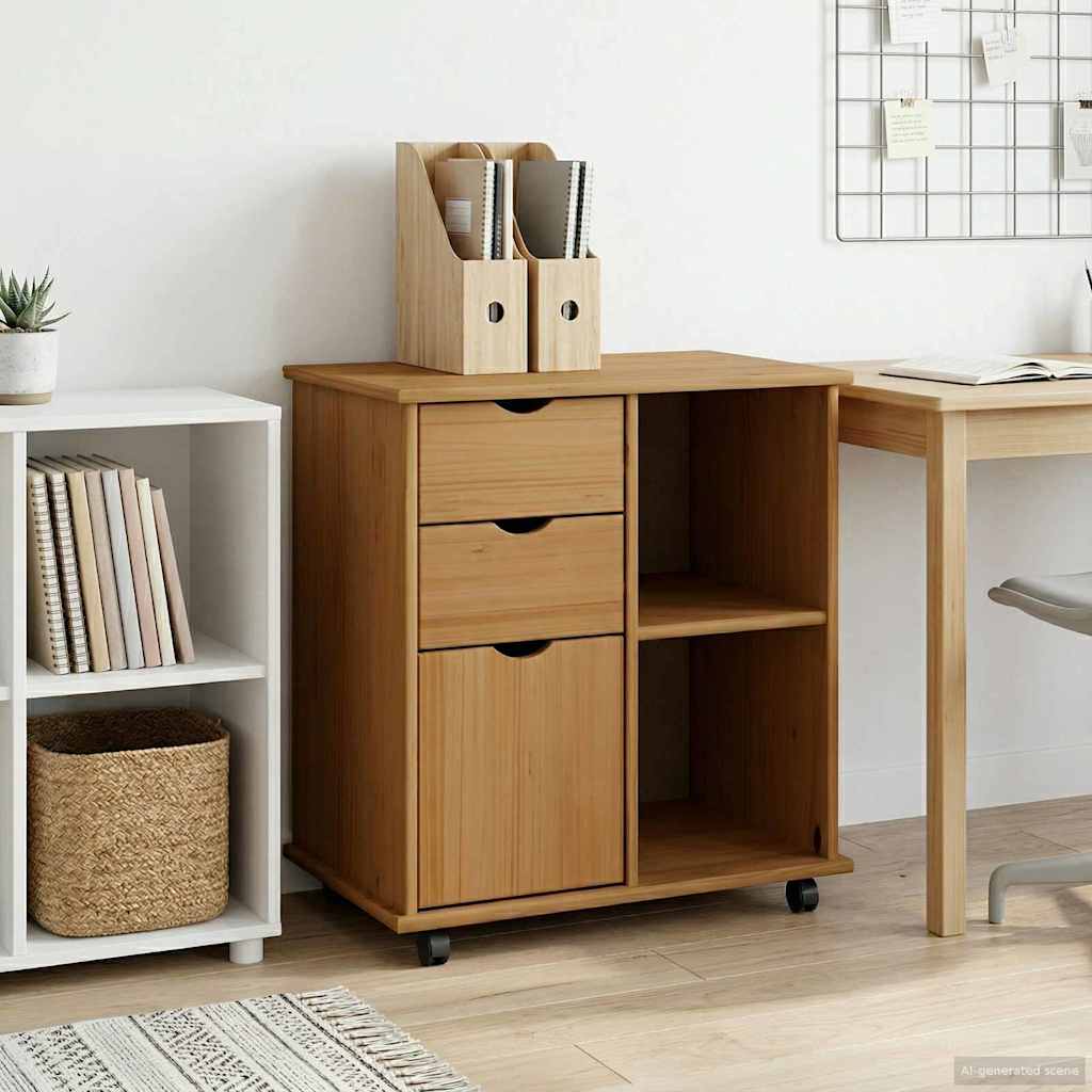 vidaXL Κινητό Ντουλάπι 63,5 x 39 x 65,5 εκ. Στερεό ξύλο πεύκου
