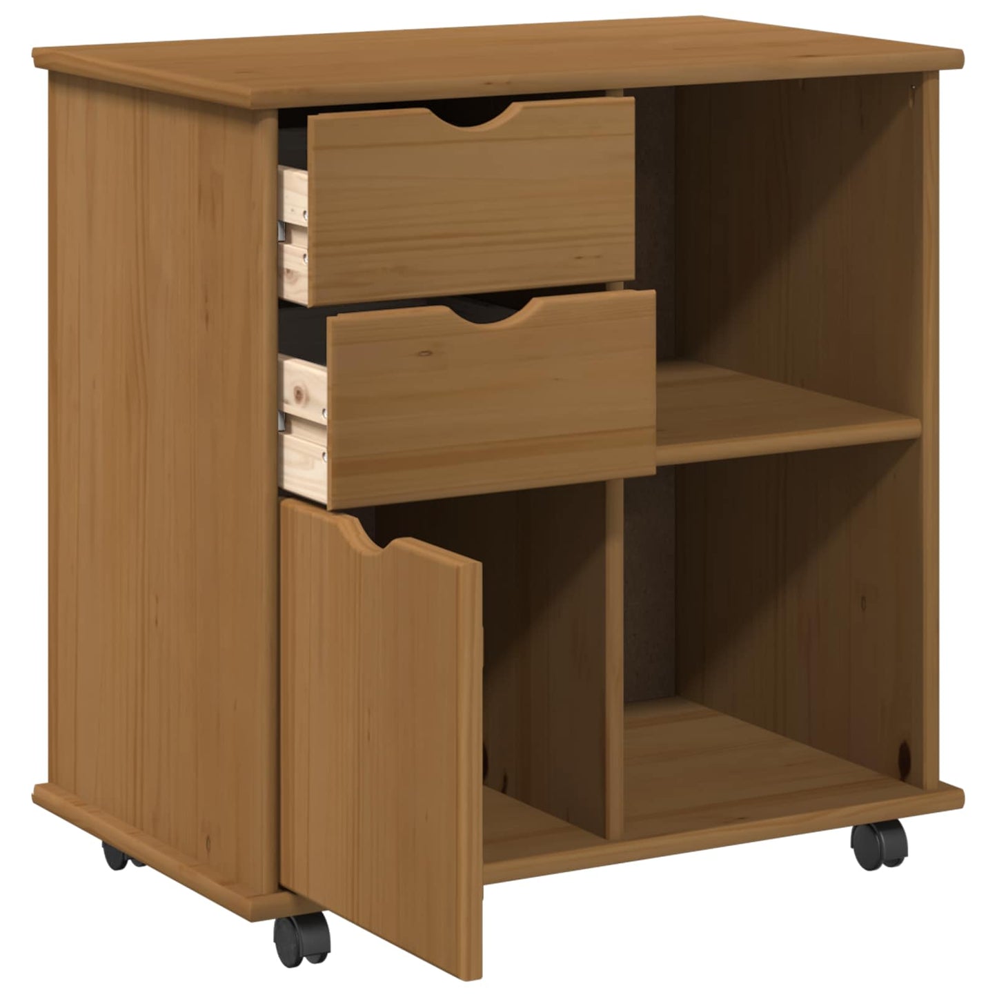 vidaXL Κινητό Ντουλάπι 63,5 x 39 x 65,5 εκ. Στερεό ξύλο πεύκου