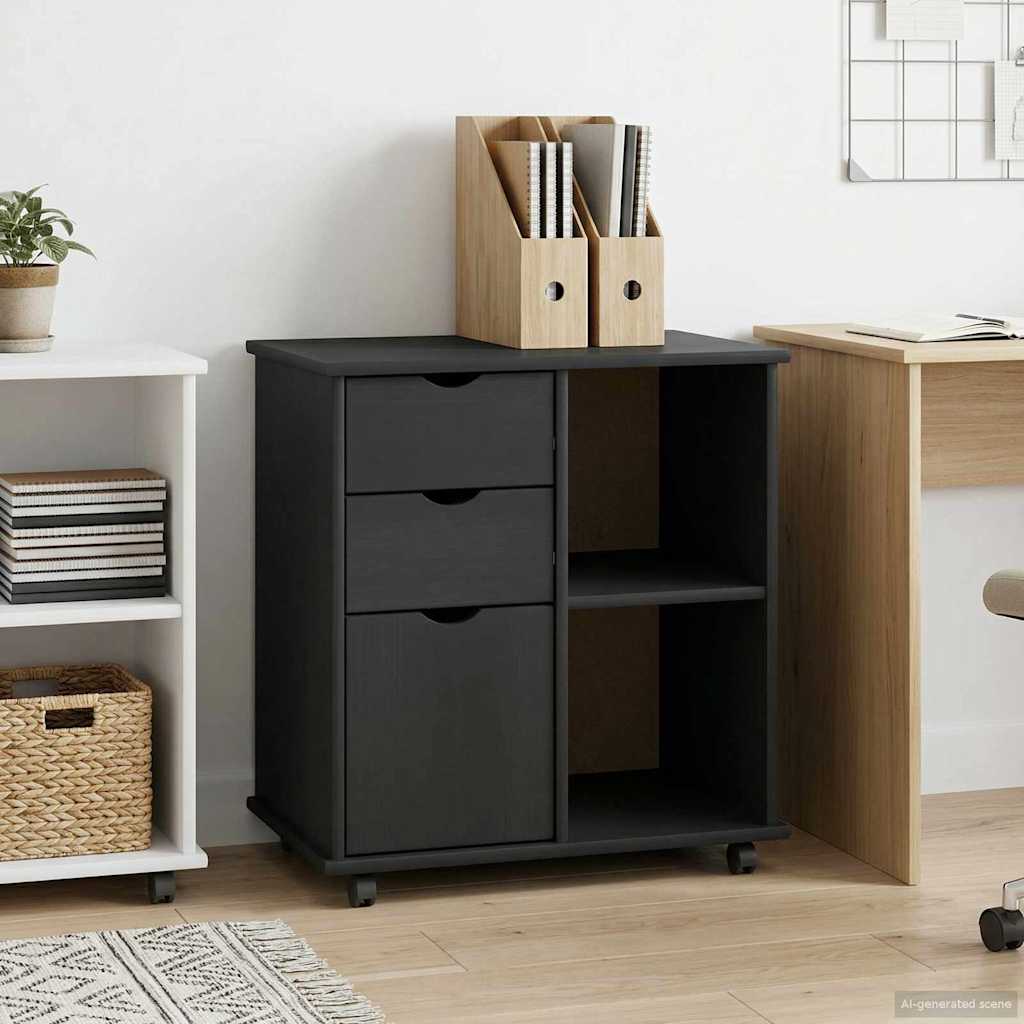 vidaXL Κινητό Ντουλάπι 63,5 x 39 x 65,5 εκ. Στερεό ξύλο πεύκου Γκρι