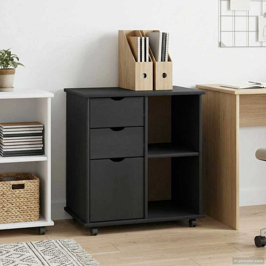 vidaXL Κινητό Ντουλάπι 63,5 x 39 x 65,5 εκ. Στερεό ξύλο πεύκου Γκρι