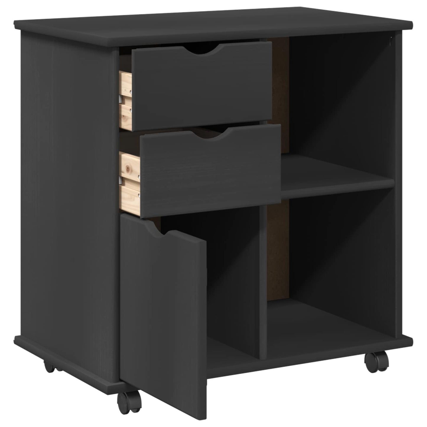 vidaXL Κινητό Ντουλάπι 63,5 x 39 x 65,5 εκ. Στερεό ξύλο πεύκου Γκρι