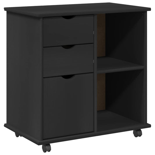 vidaXL Κινητό Ντουλάπι 63,5 x 39 x 65,5 εκ. Στερεό ξύλο πεύκου Μαύρο