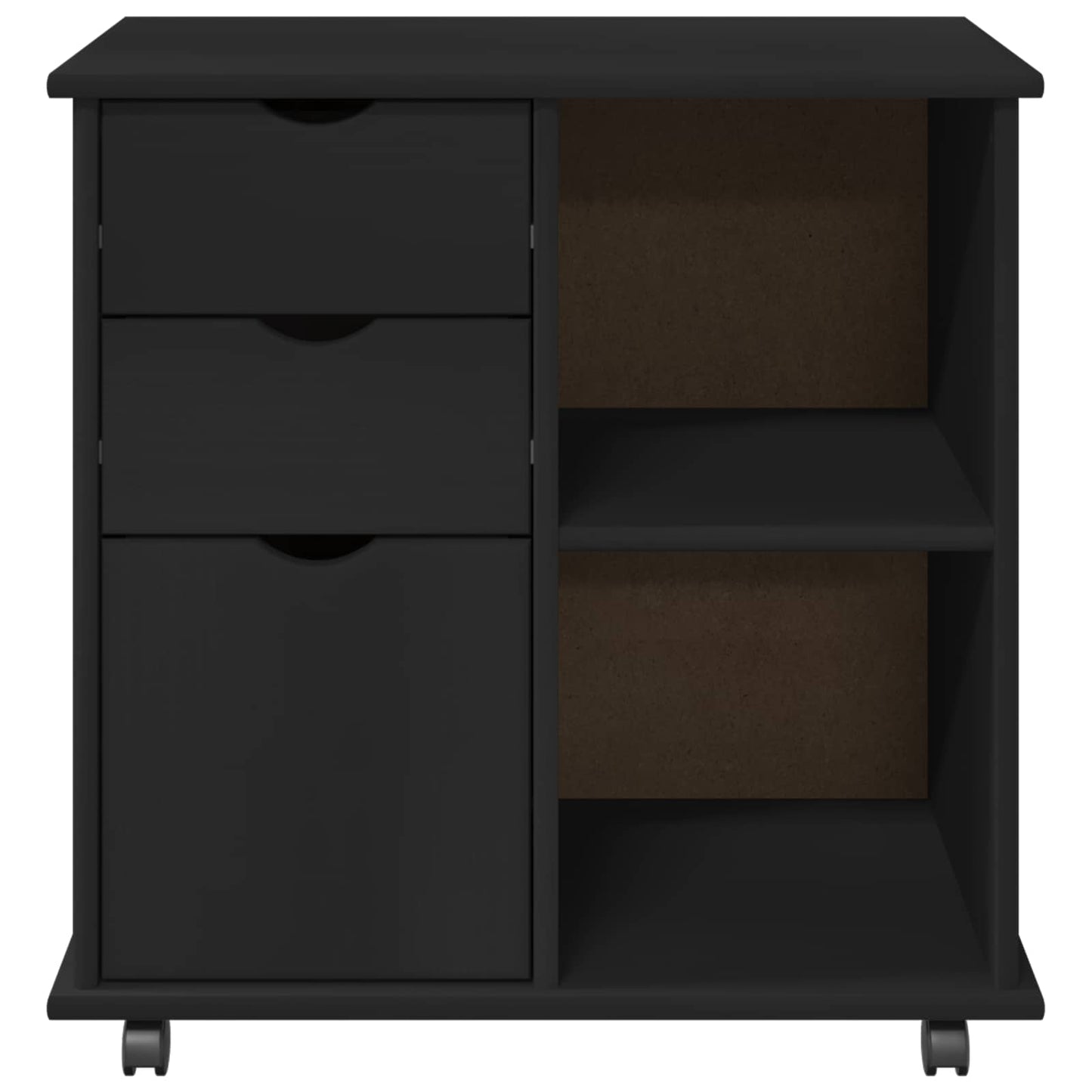 vidaXL Κινητό Ντουλάπι 63,5 x 39 x 65,5 εκ. Στερεό ξύλο πεύκου Μαύρο