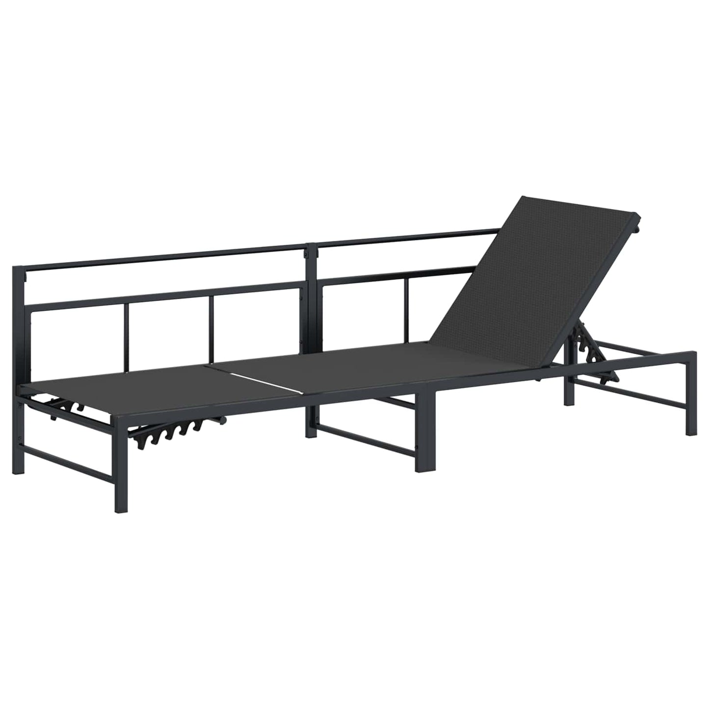 vidaXL Ξαπλώστρα Μαύρο 200 x 62 x 59,5 εκ Textilene