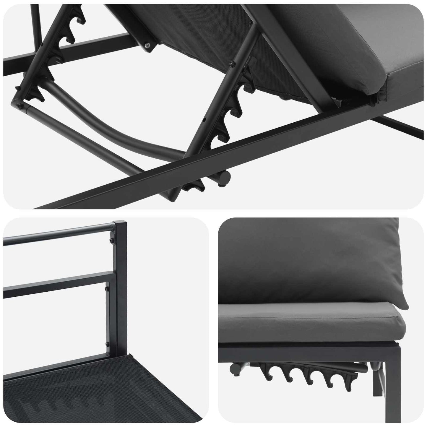 vidaXL Ξαπλώστρα 3 Ατόμων Μαύρο 200 x 62 x 59,5 εκ Textilene