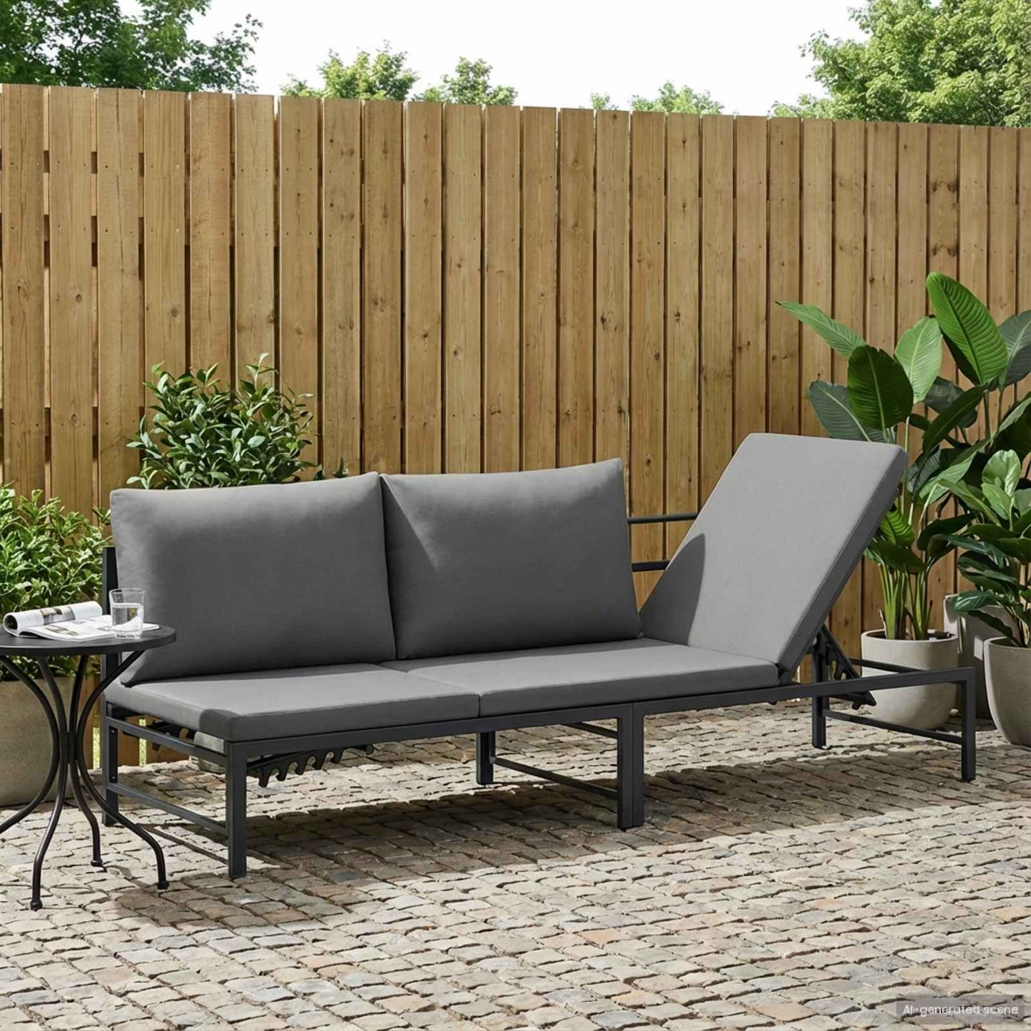 vidaXL Ξαπλώστρα 3 Ατόμων Μαύρο 200 x 62 x 59,5 εκ Textilene