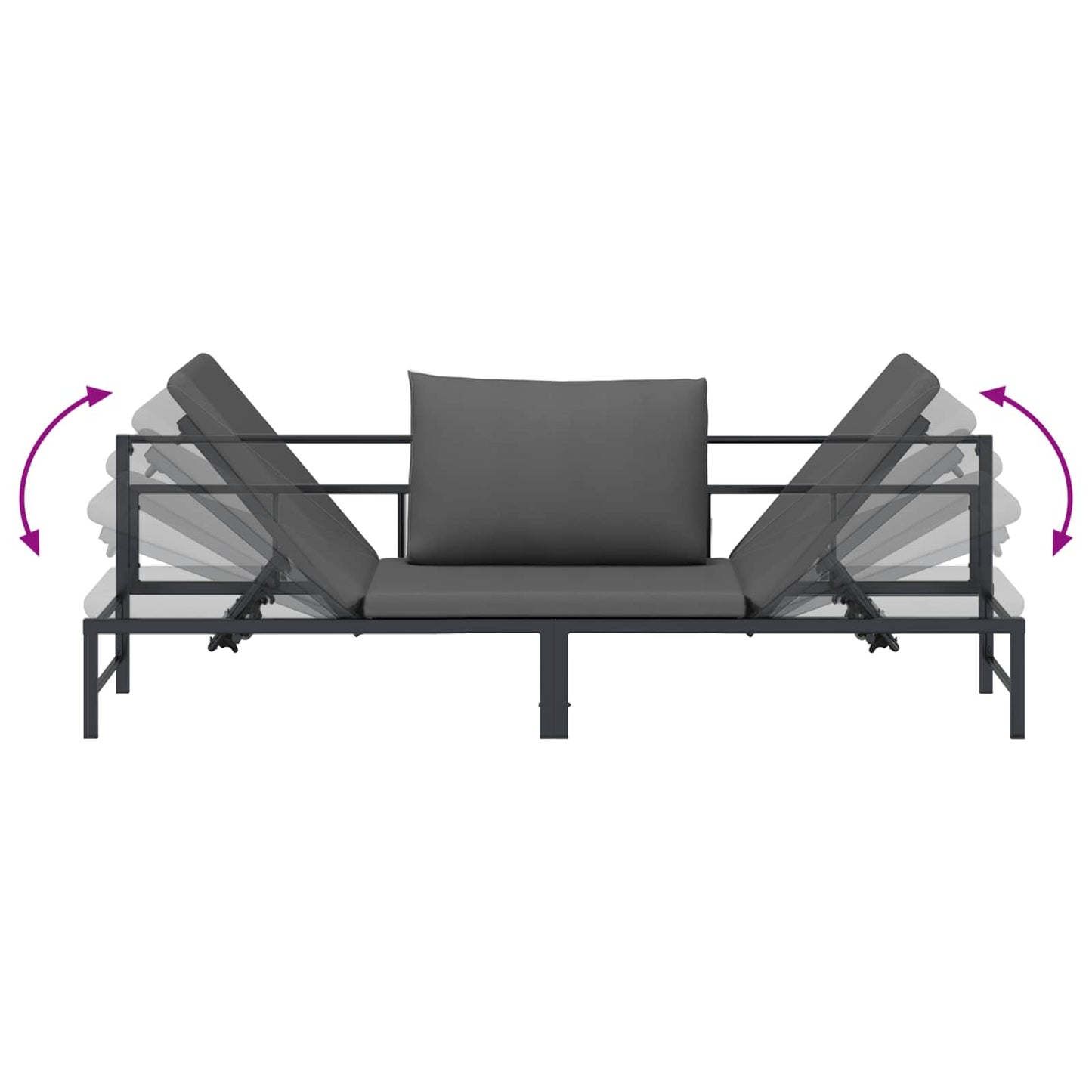 vidaXL Ξαπλώστρα 3 Ατόμων Μαύρο 200 x 62 x 59,5 εκ Textilene