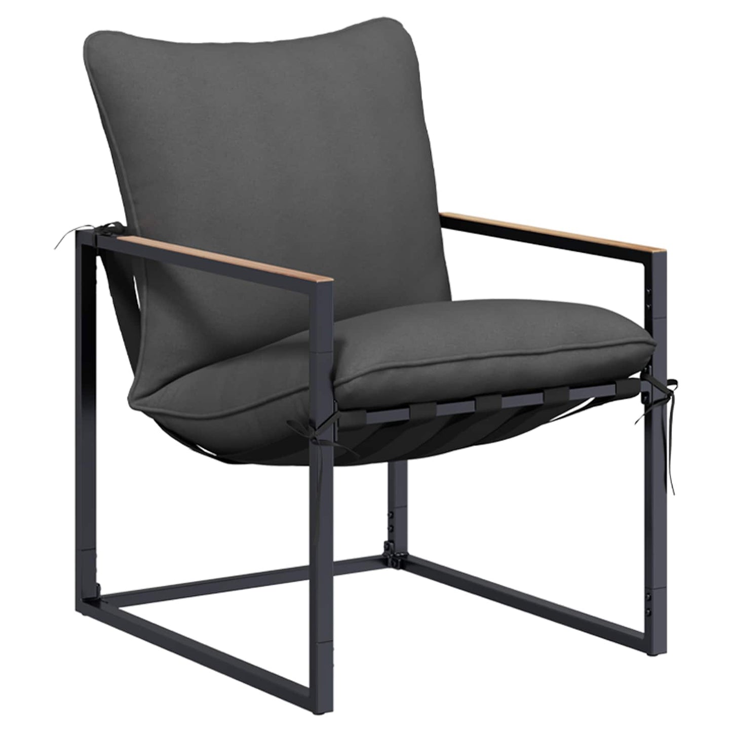 vidaXL Σετ Καναπέ Κήπου 3 τμχ. Μαύρο και Ανθρακί Ατσάλι