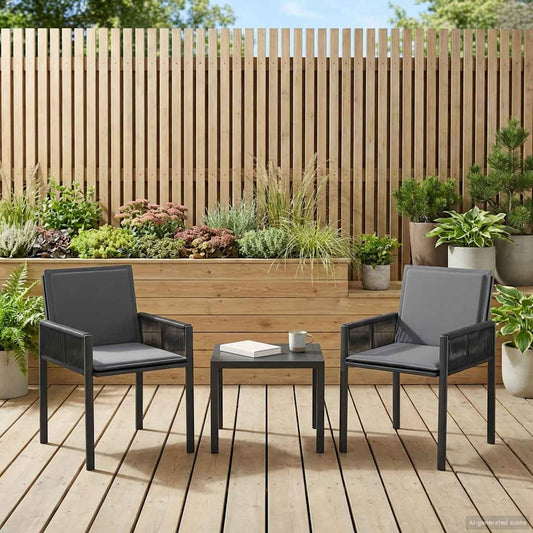 vidaXL Καρέκλες Κήπου 6 pcs Μαύρο και Σκούρο Γκρίζο συνθετικό ρατάν