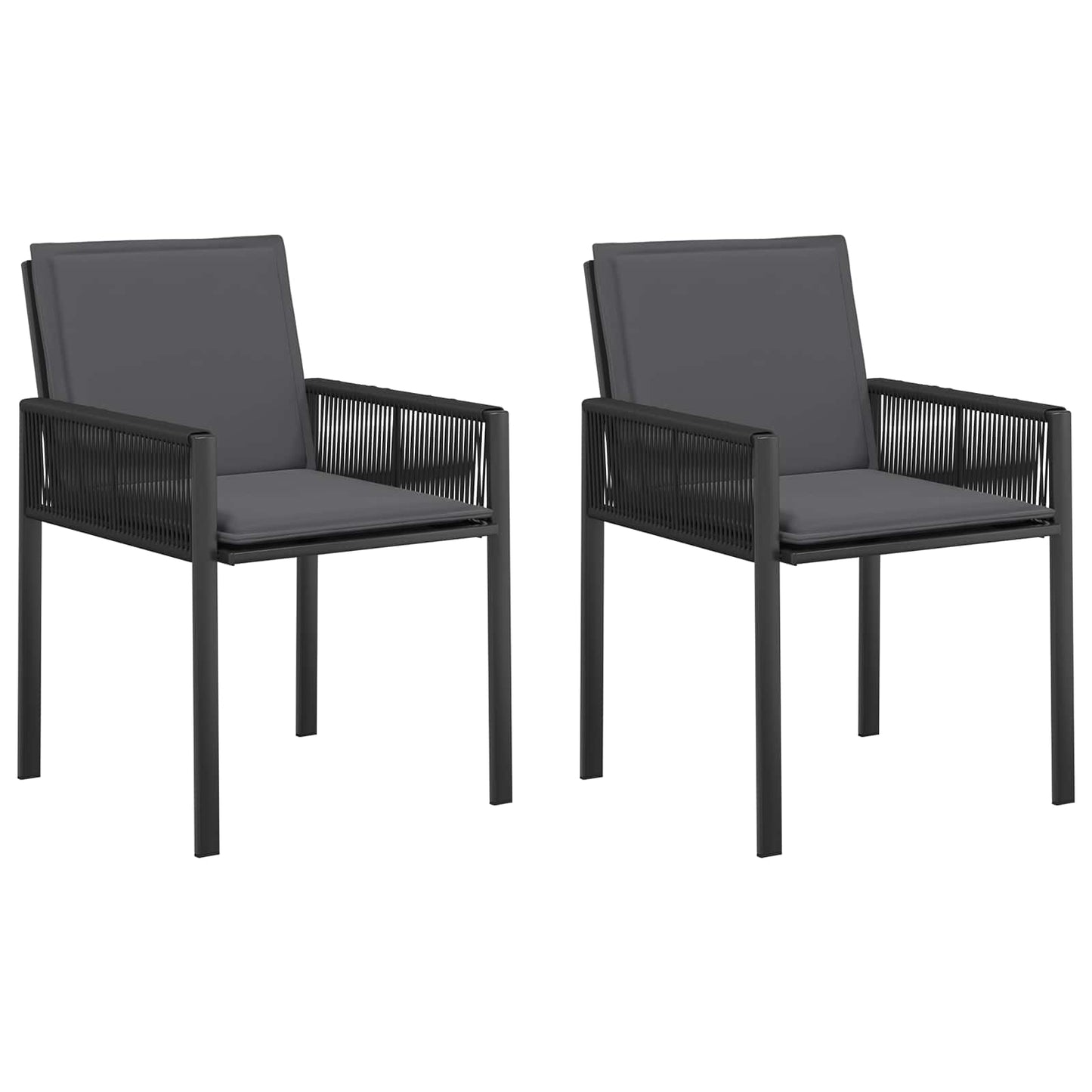 vidaXL Καρέκλες Κήπου 6 pcs Μαύρο και Σκούρο Γκρίζο συνθετικό ρατάν