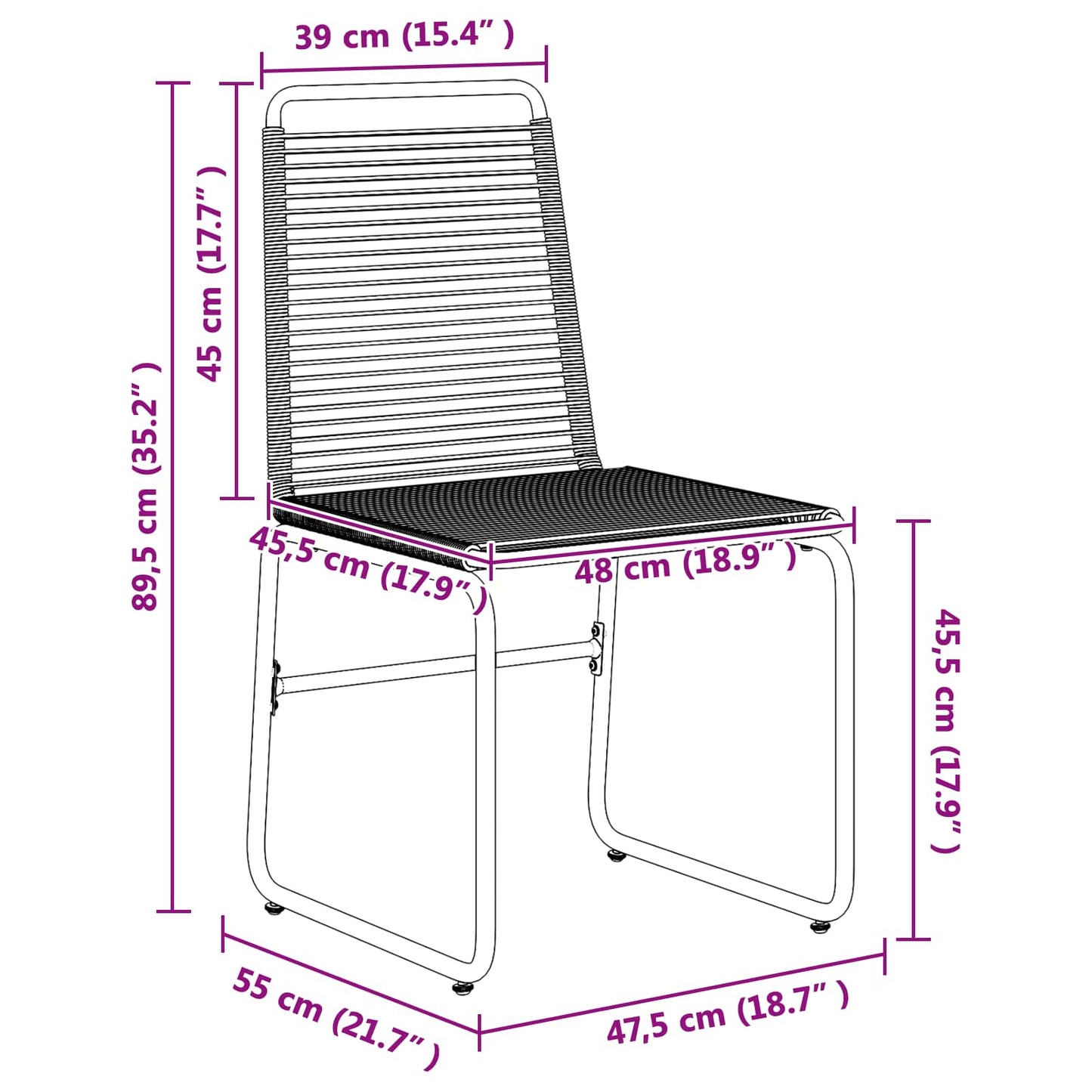 vidaXL Καρέκλες Κήπου 2 pcs Μαύρο 48 x 55 x 89,5 εκ. Ρατάν