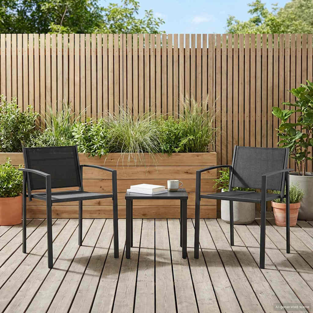 vidaXL Καρέκλες Κήπου 2 pcs Μαύρο και Ανθρακί 53,5 x 59 x 77 εκ