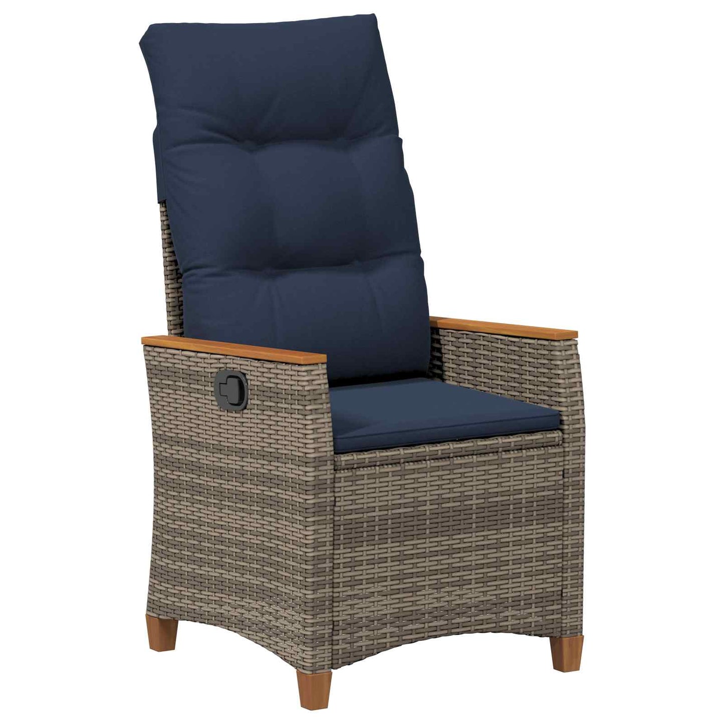 vidaXL Ανακλινόμενη καρέκλα κήπου Γκρι και Navy Blue συνθετικό ρατάν