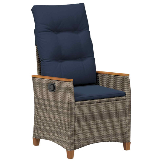 vidaXL Ανακλινόμενη καρέκλα κήπου Γκρι και Navy Blue συνθετικό ρατάν