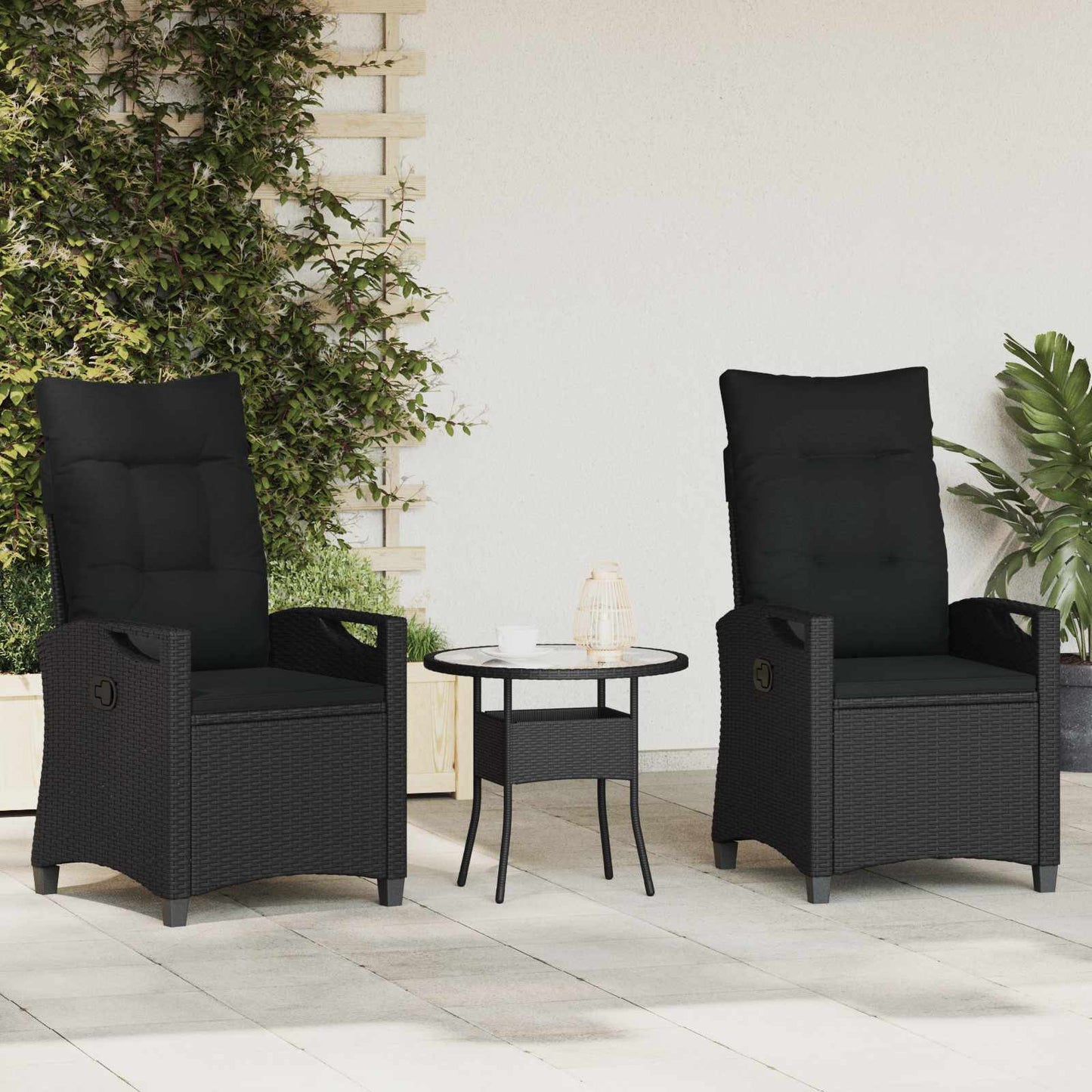 vidaXL Καρέκλα Κήπου 2 pcs Μαύρο 56 x 64 x 94 εκ.