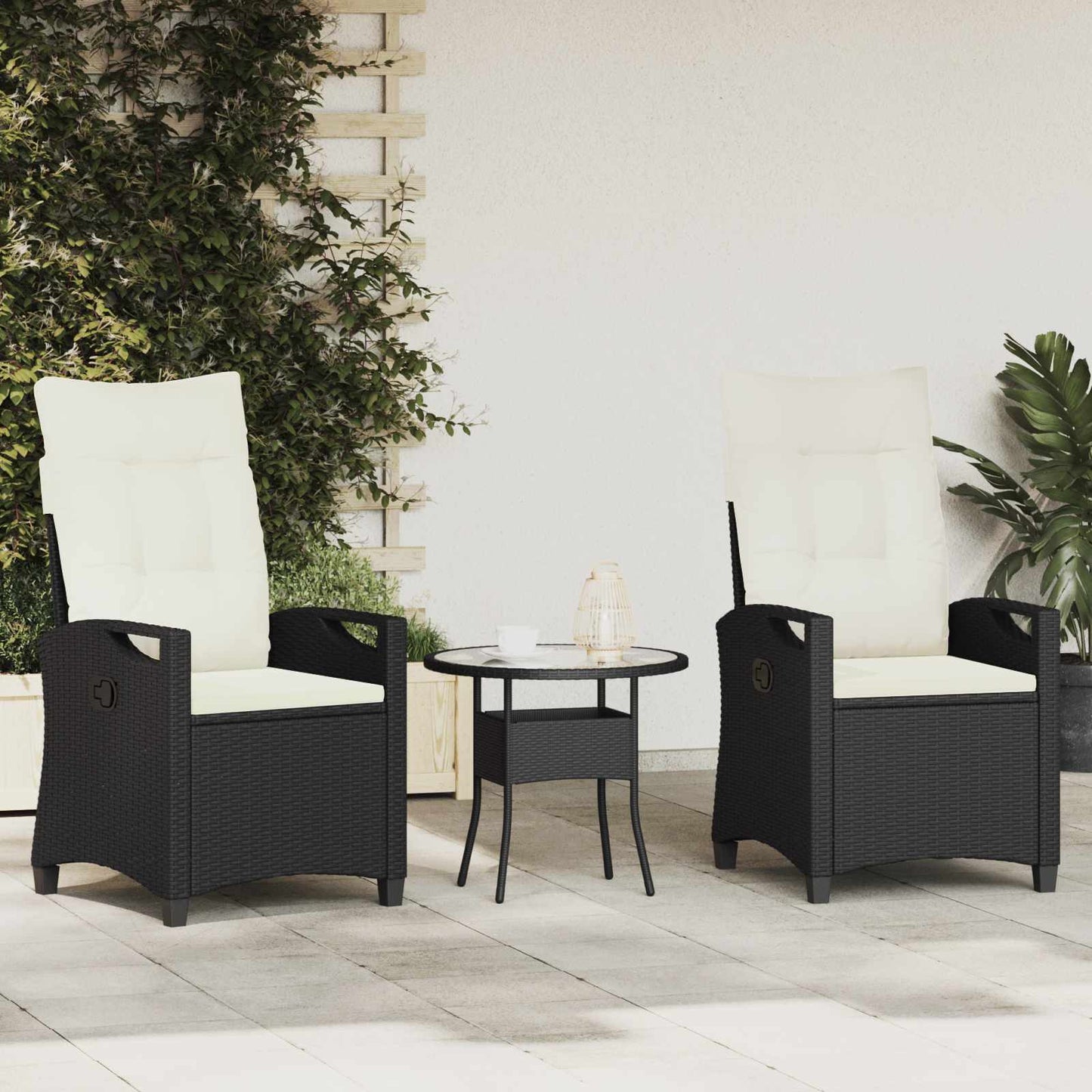vidaXL Καρέκλα Κήπου 2 pcs Μαύρο και Κρέμα 56 x 60 x 112 εκ.