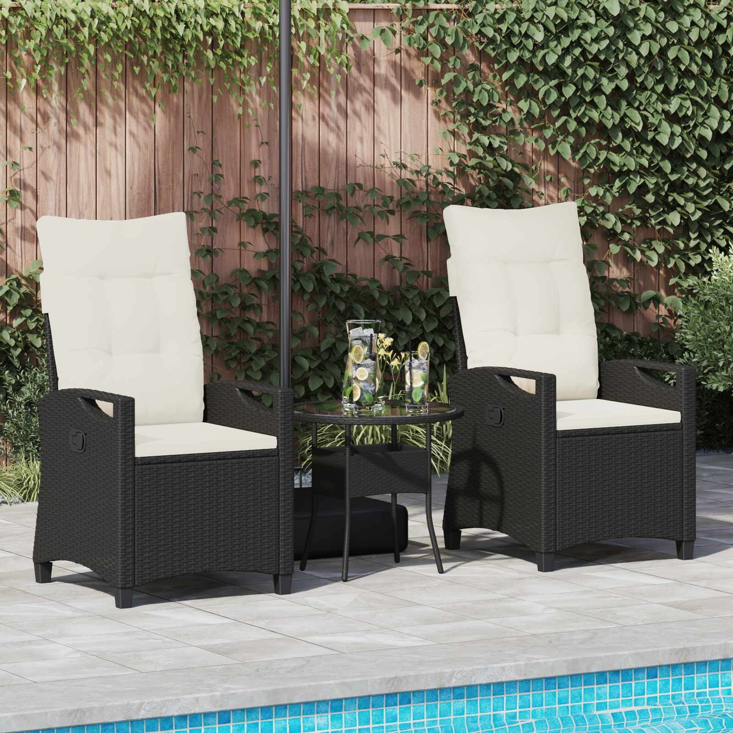vidaXL Καρέκλα Κήπου 2 pcs Μαύρο και Κρέμα 56 x 60 x 112 εκ.