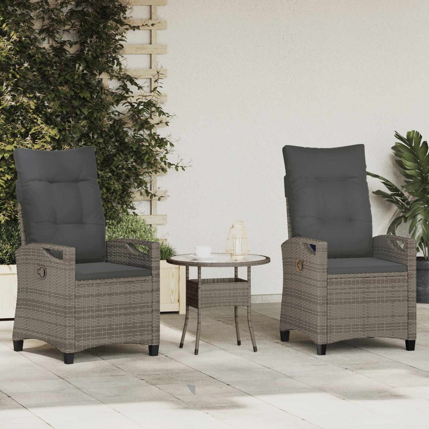 vidaXL Καρέκλα Κήπου 2 pcs Γκρι και Σκούρο Γκρι 56 x 60 x 112 εκ.