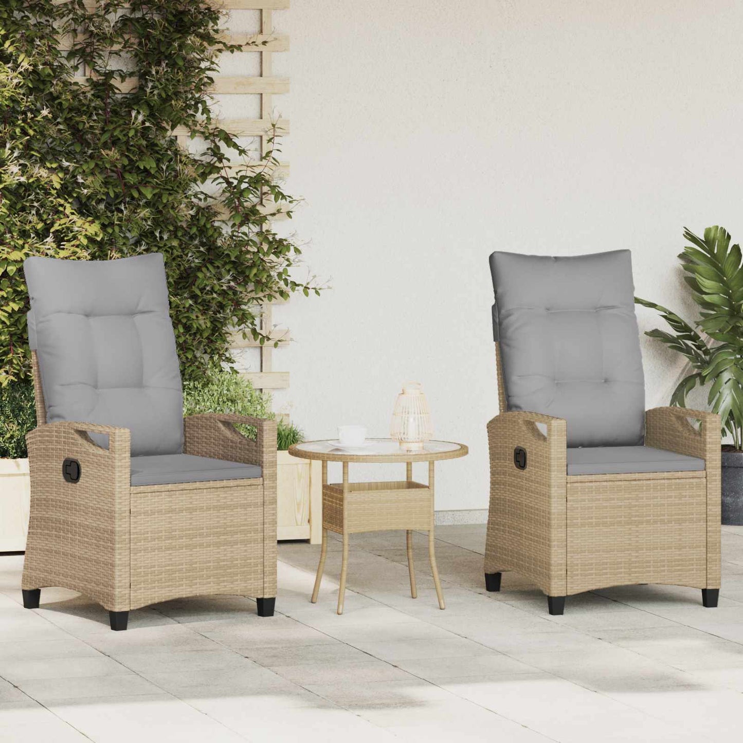 vidaXL Καρέκλα Κήπου 2 pcs Μπέζ και Ανοιχτό Γκρι 56 x 60 x 112 εκ.