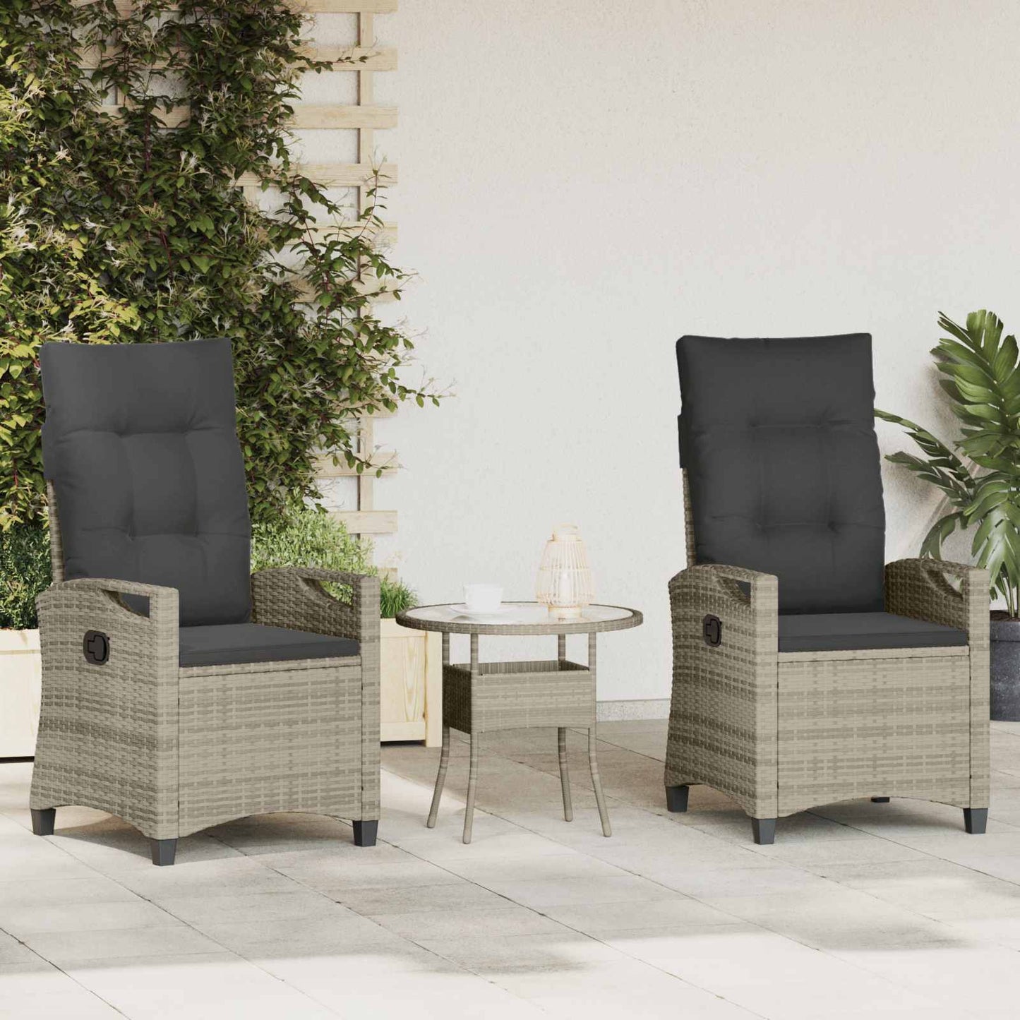 vidaXL Καρέκλα Κήπου 2 pcs Ανοιχτό Γκρι και Σκούρο Γκρι