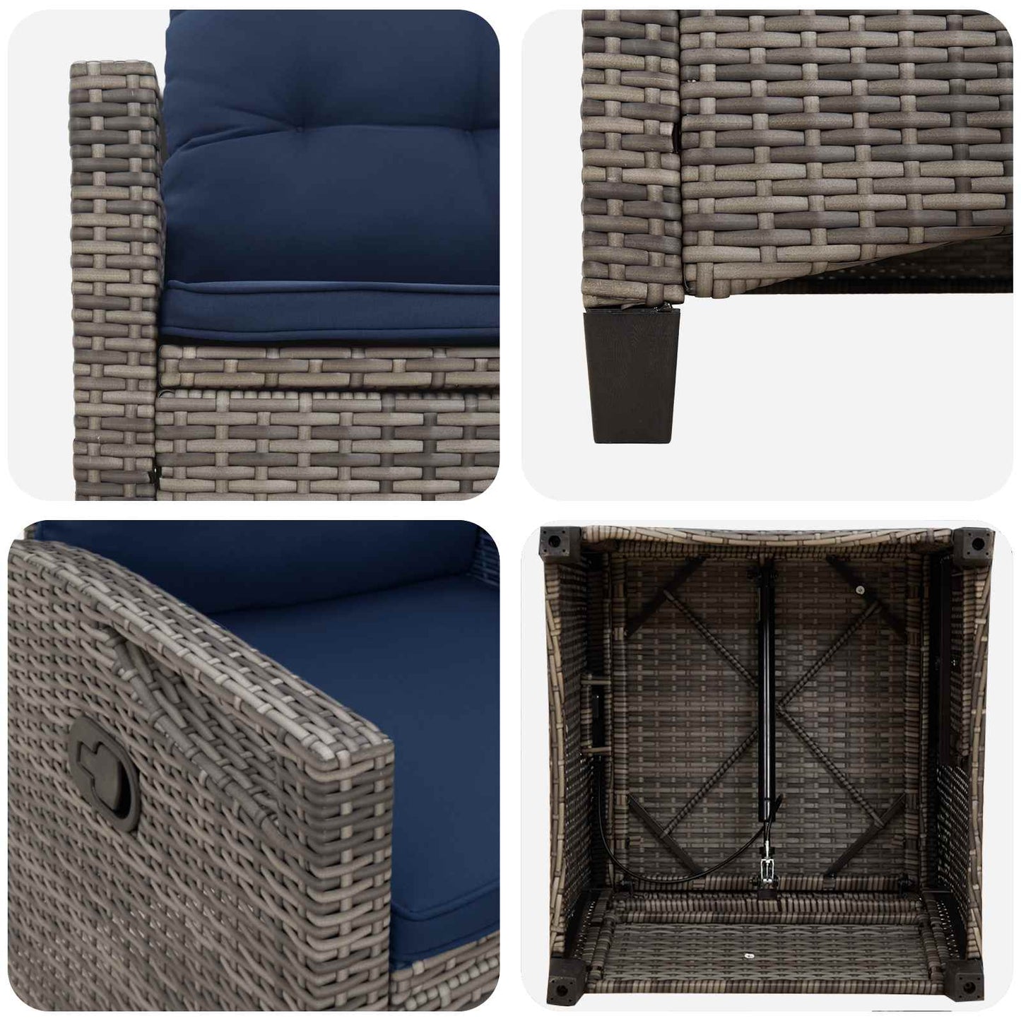 vidaXL Καρέκλα Κήπου 2 pcs γκρι και ναυτικό μπλε 56 x 60 x 112 εκ.