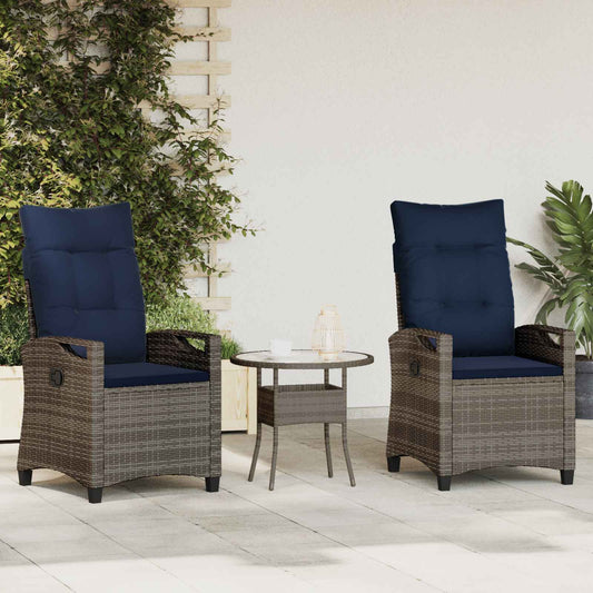 vidaXL Καρέκλα Κήπου 2 pcs γκρι και ναυτικό μπλε 56 x 60 x 112 εκ.