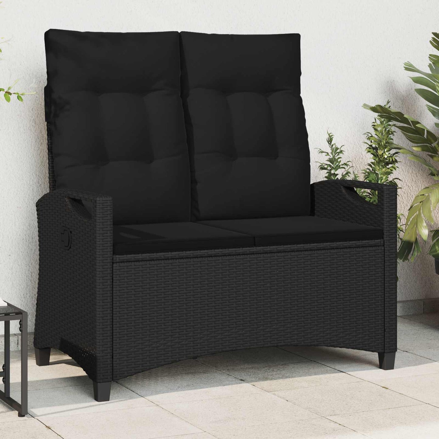 vidaXL Παγκάκι κήπου Μαύρο 105 x 60 x 112 εκ Ατσάλι και Πολυεστέρας