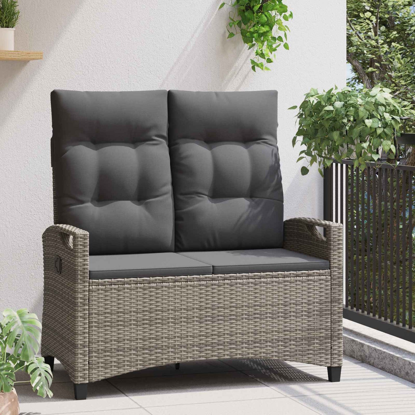 vidaXL Παγκάκι κήπου Γκρι και Σκούρο Γκρι 105 x 60 x 112 εκ