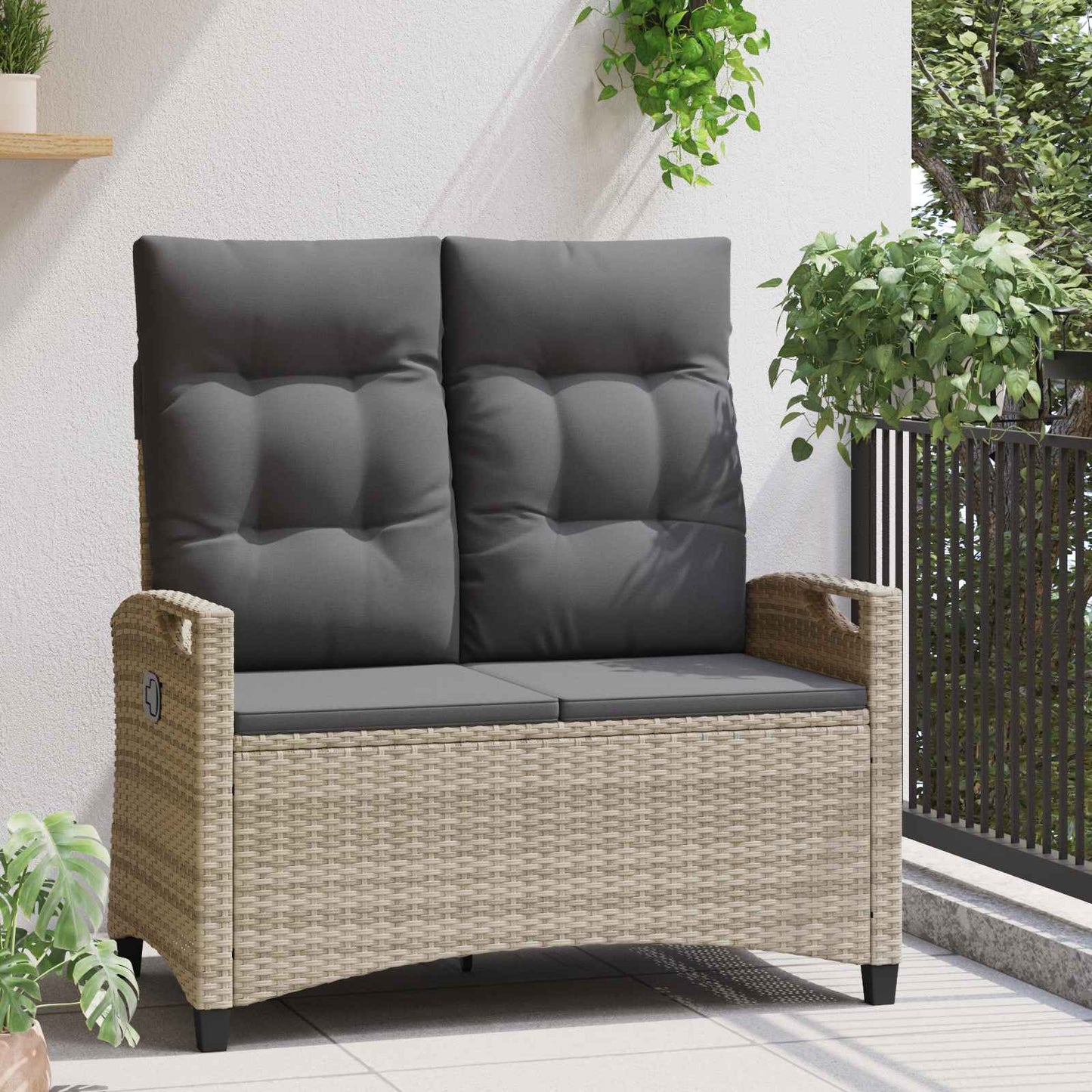vidaXL Παγκάκι κήπου με μαξιλάρι 105 x 60 x 112 εκ ατσάλι
