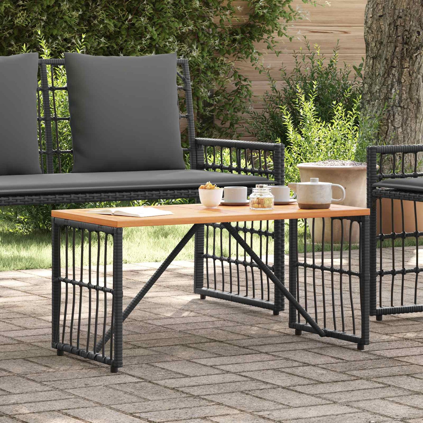 vidaXL Εξωτερικό Τραπέζι Μαύρο 80 x 40 x 40 cm