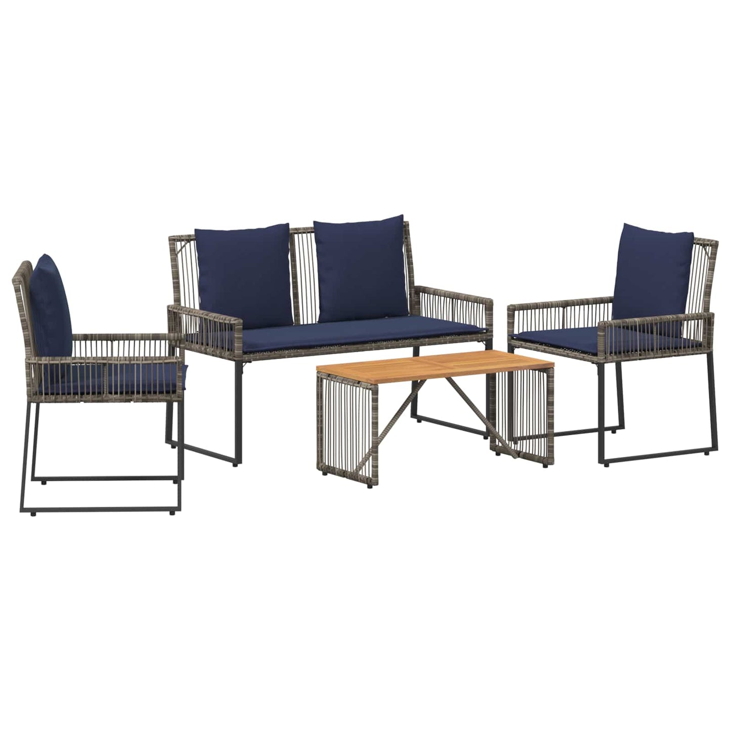 vidaXL Σετ Εξωτερικών Επίπλων 9 τμχ. Γκρι και Navy Blue