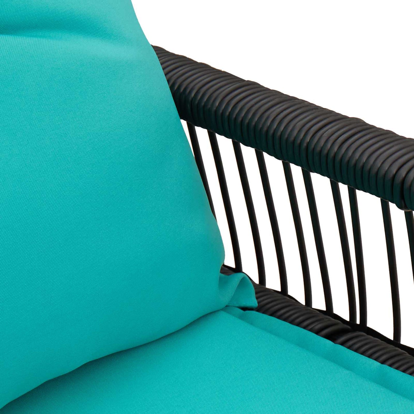 vidaXL Εξωτερικός πάγκος 4 pcs Μαύρο και Τυρκουάζ συνθετικό ρατάν