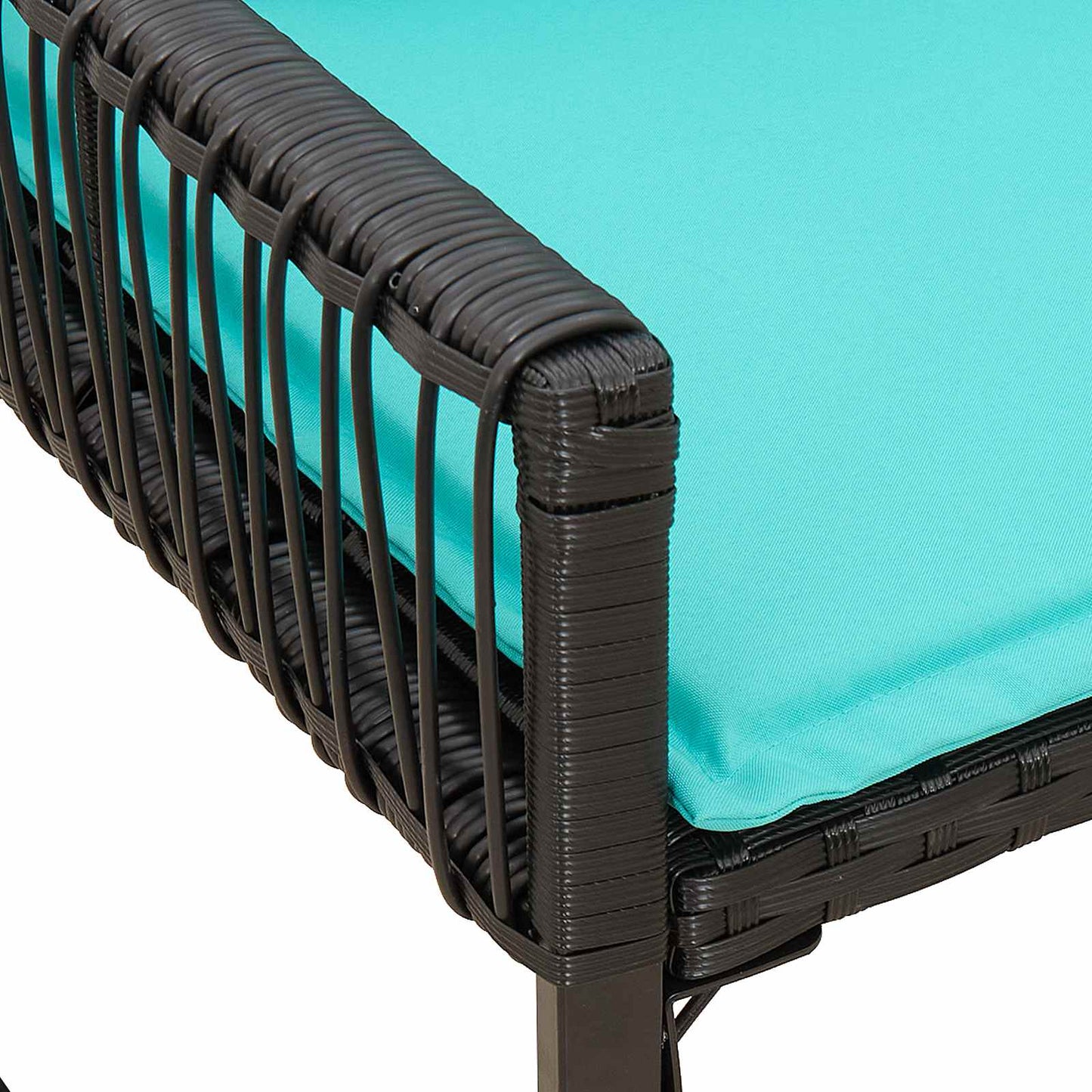 vidaXL Εξωτερικός πάγκος 4 pcs Μαύρο και Τυρκουάζ συνθετικό ρατάν