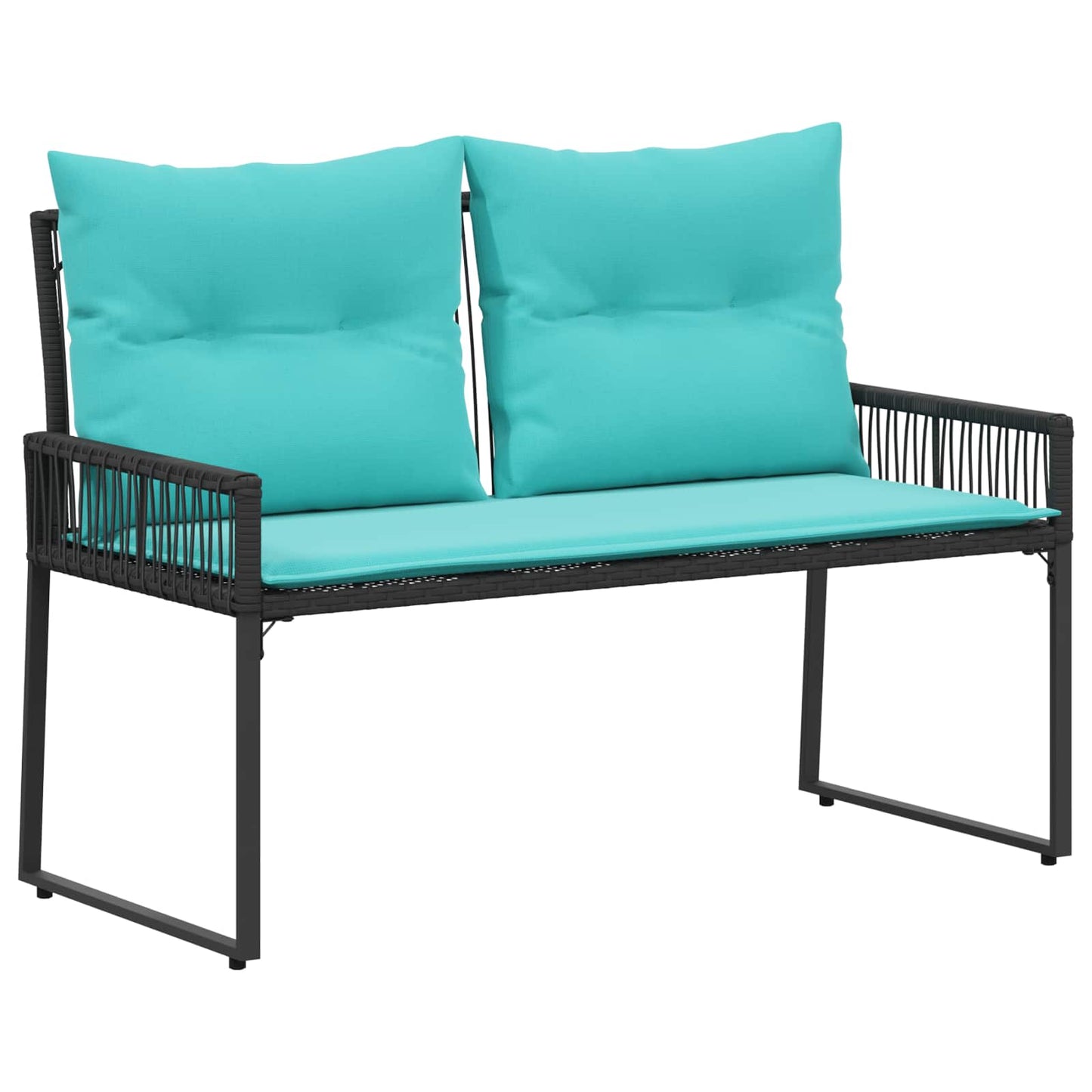 vidaXL Εξωτερικός πάγκος 4 pcs Μαύρο και Τυρκουάζ συνθετικό ρατάν