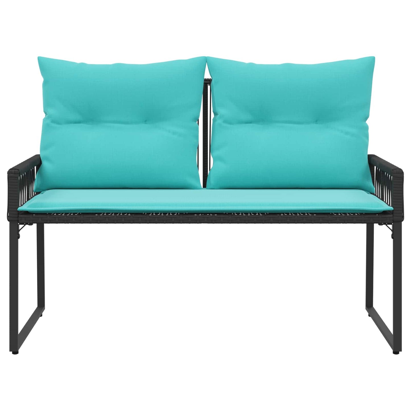 vidaXL Εξωτερικός πάγκος 4 pcs Μαύρο και Τυρκουάζ συνθετικό ρατάν