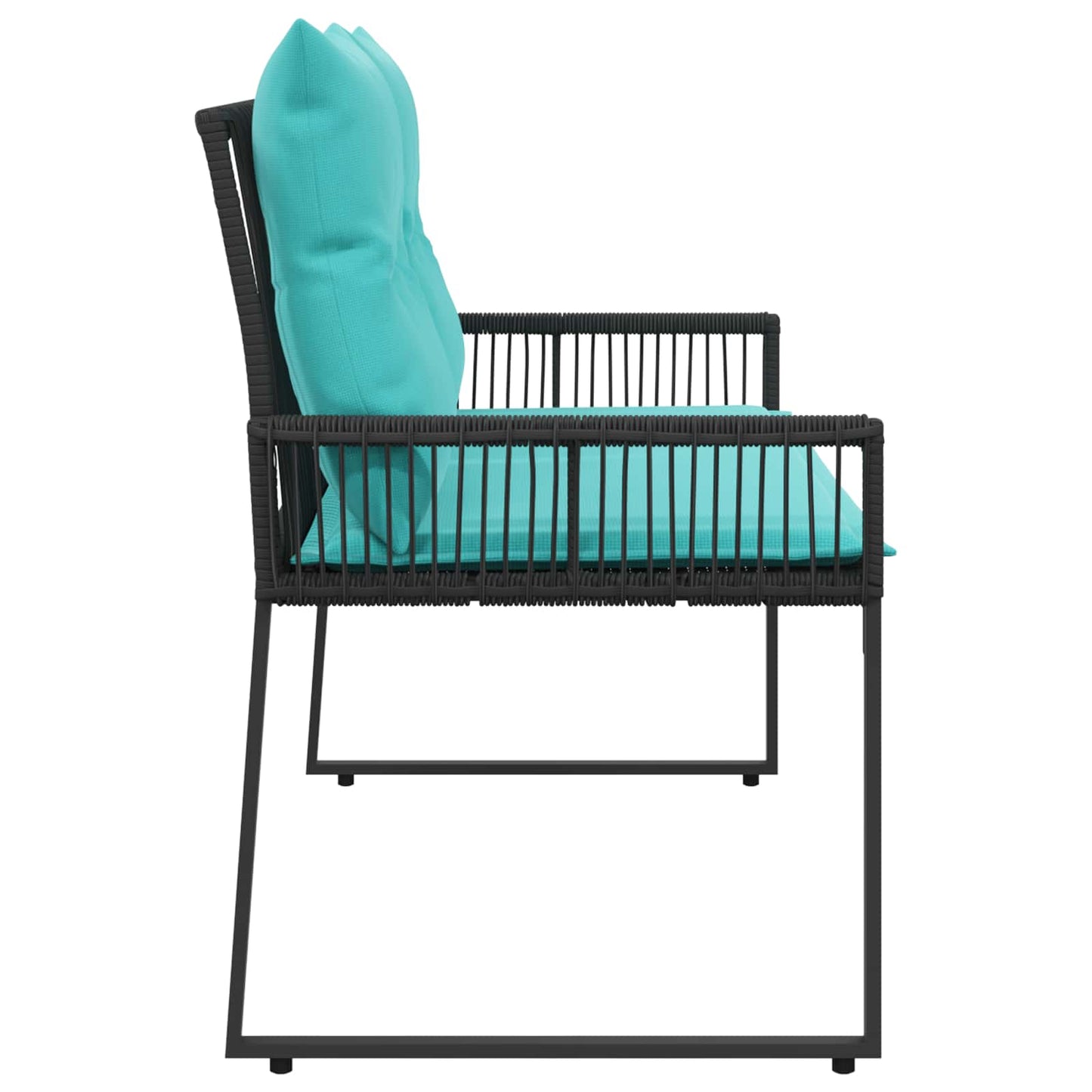 vidaXL Εξωτερικός πάγκος 4 pcs Μαύρο και Τυρκουάζ συνθετικό ρατάν